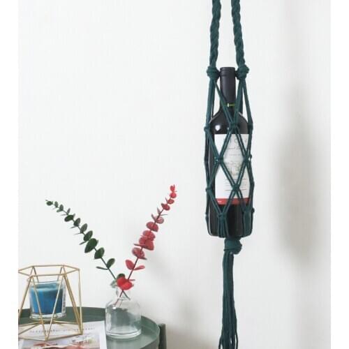 Macrame Wine Bottle Holder Boho Bag Storage For Hanging Bottles Woven Rope Net Pocket