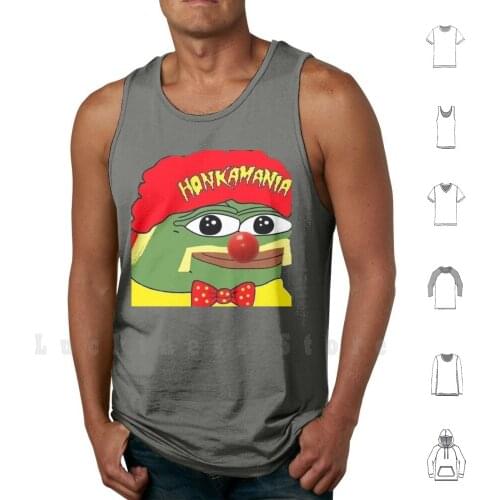 Honkamania tank tops vest 100% Cotton Frog Happy Special Meme Toilet Twitch Emotes Cartoon Animal Green Sad Big Eyes Dank