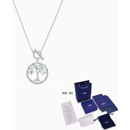Fashion Swa Jewelry New Tree Of Life Women Necklace Round Tree Of Life Shape Platinum Necklace Elegant Romantic Gift For Women