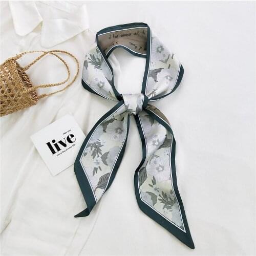 Yishine 2021 Newest Elegant Floral Printing Luxury Women Slim Scarf Tie Bag White Shirt Best Matching