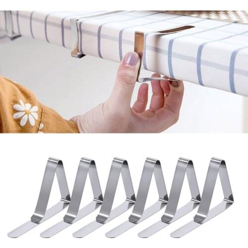 New 4pcs/1Pc Clip Tablecloth Stainless Steel Adjustable Table Cover Home Wedding Party Picnic Holder Clamp Tools Shirt Folder