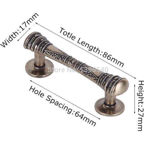 New 64mm Antique Bronze Handles Zinc Alloy Creative Furniture Hardware Pulls Cabinet Drawer Knobs Closet Knob Bar Pulls 1115-64