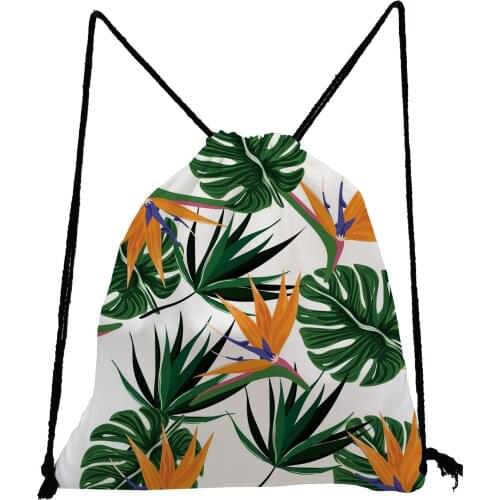 Turtle Leaf Printed Backpack Refreshing Casual Drawstring Bag Eco Summer Travel Bag High Capacity Shoe Bag to School Storage Bag