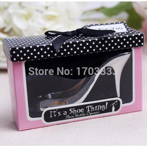 Wedding Gift and giveaways High heel Shoe Shaped Bottle Opener In Gift Box 100pcs/lot DHL Fedex Free shipping