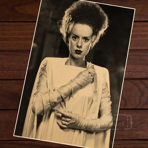 Bride of Frankenstein Room Frame Vintage Kraft Decorative Poster DIY Wall Canvas Painting Sticker Delicate Home Bar Decor Gift