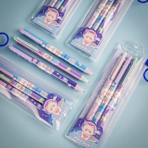 3Pcs/Set Star Bear Gel Pen Kawaii Stationery Student Cute Cartoon Signature Pen Black Gel Ink Pens Office School Supplies