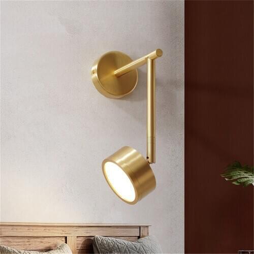 Nordic Designer Bracket Copper Wall Lamps Bedroom Bedside Modern Study Sconce Wall Lights Bathroom Mirror Headlight Fixtures