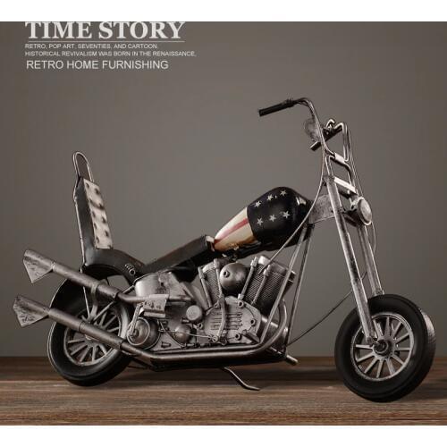 Vintage motorcycle model retro iron art motorbike model handmade luxury motor ornament crafts photography props home decoration