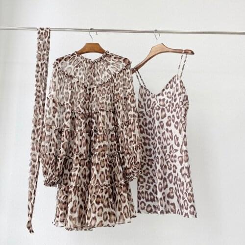 High Quality Leopard 10.26 Silk Dresses Women 2021 New Fashion Vintage Lantern Sleeve Elegant Luxury Dress