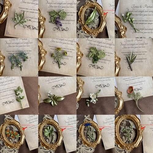 Vintage green plant leaf metal pin, all-match brooch, pearl flower brooch, ladies collar accessories, jewelry gifts