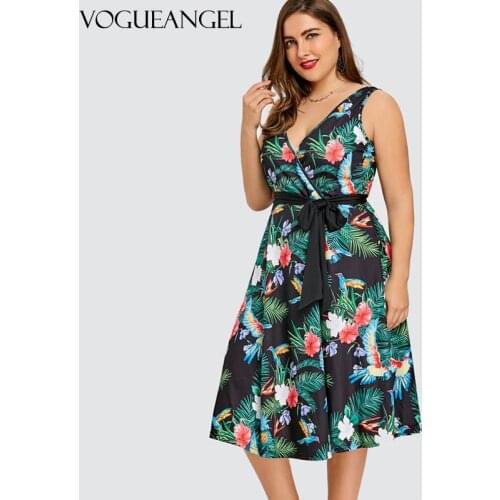 Plus Size 5XL Women Dress Floral Print Summer Beach Boho Dress Belted Wrap Casual Party Dresses 2021 Big Size Vestidos
