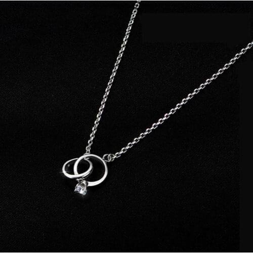925 Sterling Silver Simple Circle Cross Necklace Female Simple Engagement Necklace Best Gift