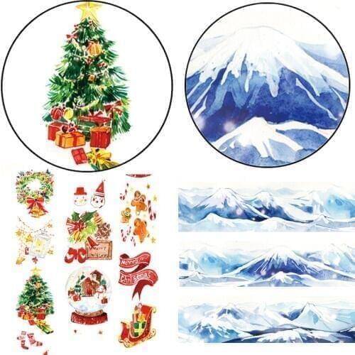 1 pcs Alideco Washi Masking Tapes Merry Christmas Snow Mountain Adhesive Tapes DIY Paper Scrapbooking Stickers