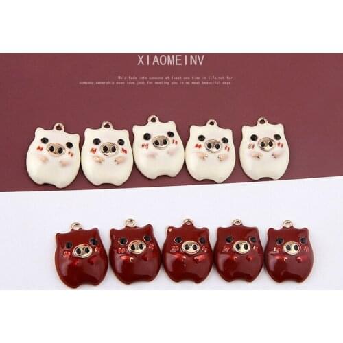 10pcs 2020 Hot Sale Animal Earrings Cute Pig Earrings For Women Alloy Cartoon Pendant Bracelet Material Diy Jewelry Accessories