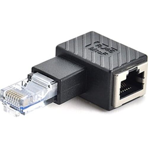 10pcs/lot 90/180/270 Degree Right Angle RJ45 Male to Female Cat5/6 Ethernet LAN Extension Adapter