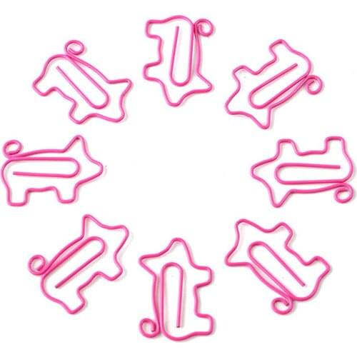 10Pcs Creative Lovely Pig Bookmark Cartoon Small Cute Roll Tail Pig Soft Cute Paper Clip Office Supplies