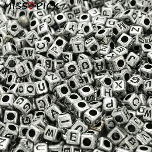 100pcs Acrylic Beads Square Alphabet Letter Loose Spacer Beads for Jewelry Making Handmade DIY Bracelet Necklace Accessories