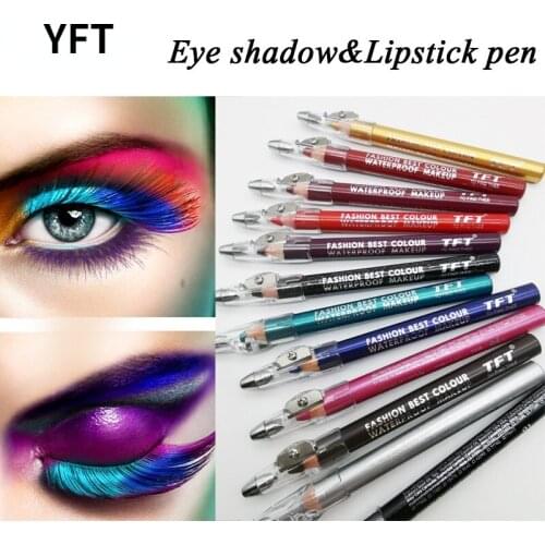 12 Colors Lip Pencils Durable Sweatproof Eyeliner Pencil Eye Shadow Pencil Lasting Eye Liner Pencil Waterproof Makeup Tools
