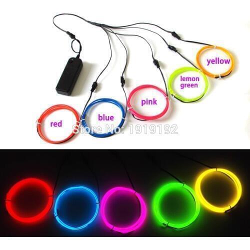 2.3mm 1Meter x 5pieces multicolor With DIY toys ,craft, clothing, Wedding Party decoration flexible el wire LED neno Glow light