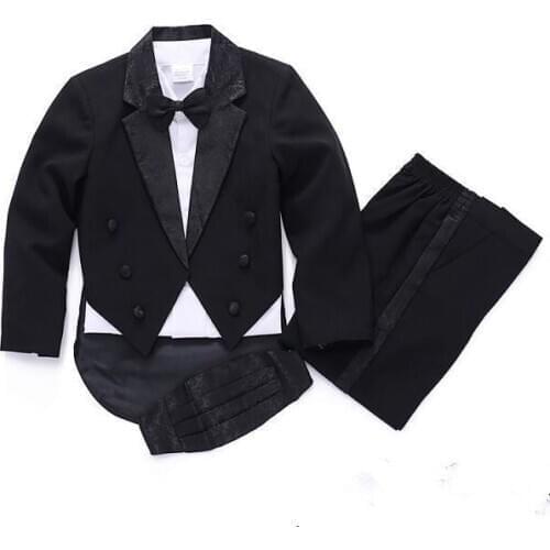 2019 high quality wedding Formal costume for boy Performance clothing sold wedding suits for boys white/ black 5pcs size:1-4T