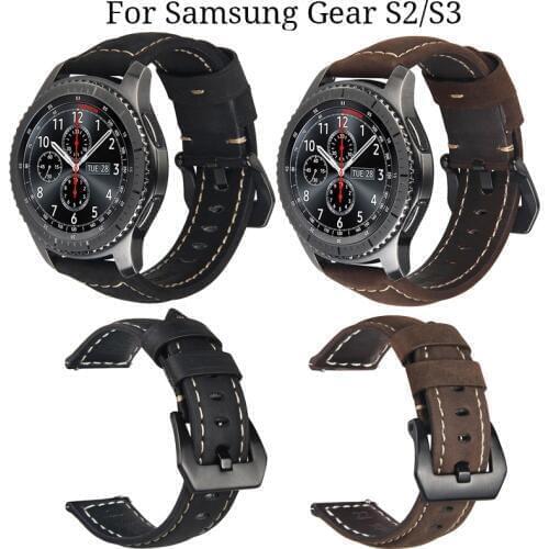 22mm 20mm Genuine Leather watch band For Samsung Gear S2 S3 Frontier/Classic watches straps wristband Classic bracelet Watchband