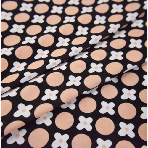 50*148cm Nude Pink Polka Dot Polka Dot Small Flower Mulberry Crepe Chiffon Fabric Shirt Dress Womens Handmade DIY Fabric