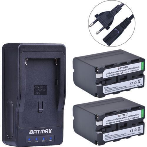 Batmax 2Pcs NP-F960 F970 Batteries with LED Ultra Fast Charger for Sony DCR-VX2100, DSR-PD150, DSR-PD170, FDR-AX1, HDR