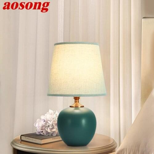 AOSONG Touch Dimmer Table Lamp Contemporary Ceramic Desk Light Decorative for Home Bedroom