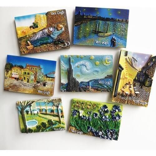 BABELEMI Creative Van Gogh Starry Sunflower World Famous Painting Resin Fridge Magnet Refrigerator Sticker Souvenirs Home Decor
