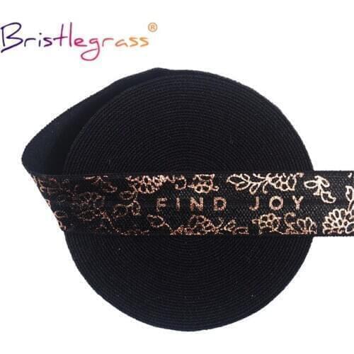 BRISTLEGRASS 2 5 10 Yard 5/8" 15mm Flower Vine Foil Print Fold Over Elastics FOE Spandex Band Tape Hair Tie Headband Sewing Trim