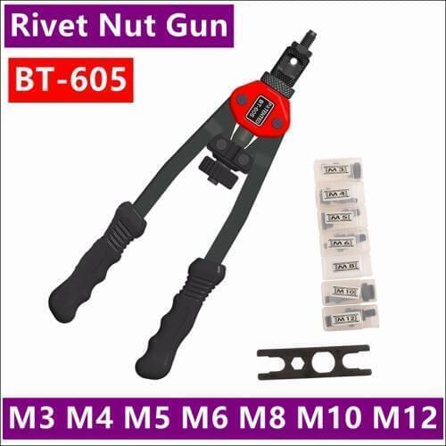 BT - 605 Manual Pull Rivet Nut Gun Riveting Tools M3 M4 M5 / M6 / M8 / M10 / M12