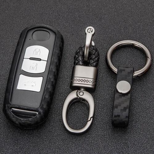 Carbon Fiber Pattern Car Key Cover with Key Ring for Mazda 2 M3 M5 M6 CX-3 CX-4 CX-5 CX-7 CX-9 Atenza Axela MX5 2014 2015 2016