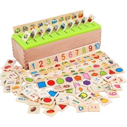 Kids Wooden Toys Mathematical Knowledge Classification Cognitive Box Montessori Early Educational Learn Toy Gifts for Children