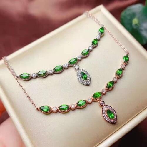 Natural diopside S925 Pendant Necklace elegant temperament for women