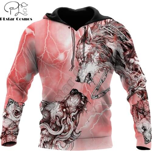Beautiful Tattoo Red Wolf 3D All Over Printed Autumn Men Hoodies Unisex Casual Zip Pullover Streetwear sudadera hombre DW0492