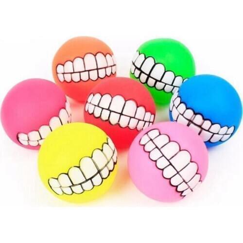 Dog Squeaky Ball Toy Teeth Funny Chew Squeaker Sound Dogs Play Toys