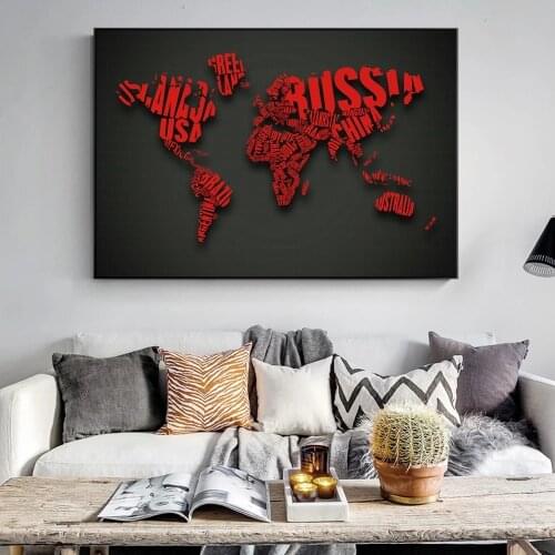 World Map Decorative Wall Art Canvas Prints Posters And Prints Words Map Pop Art Canvas Paintings Decorative Wall Picture Cuadro