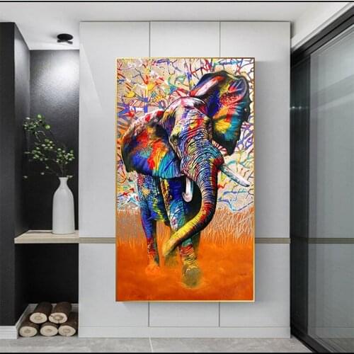 African Colour Wild Animals Poster and prints Elephant Lion Rainbow Hunter Canvas Painting Graphic Bedroom Home Decoration