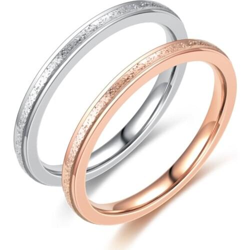 AsJerlya New Stainless Steel Matt Thin Ring For Women silver color Rose Gold Color Charm Female Ladies Gifts