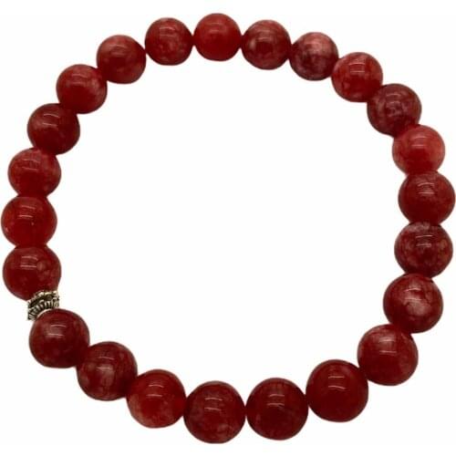 Red Agate 8 Mm Natural Stone Flexible Drawstring Women Men Bracelet Model