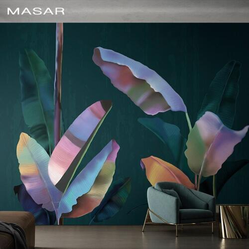 MASAR Abstract color gradient banana leaf restaurant living room background wallpaper high-end elegance rainbow