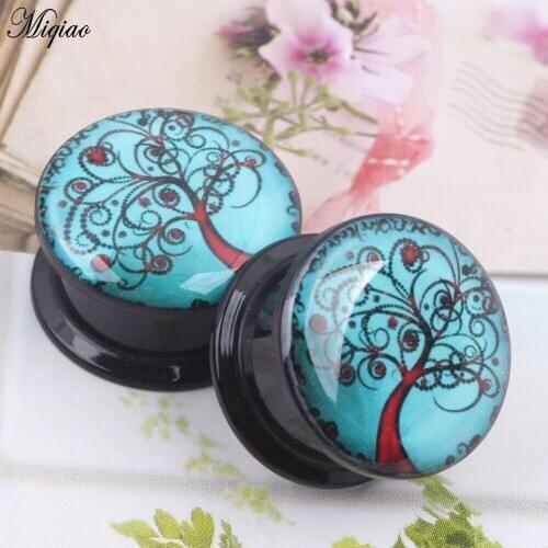 Miqiao 2pcs Hot-selling creative blue tree oil drop ears 4mm-25mm exquisite piercing jewelry