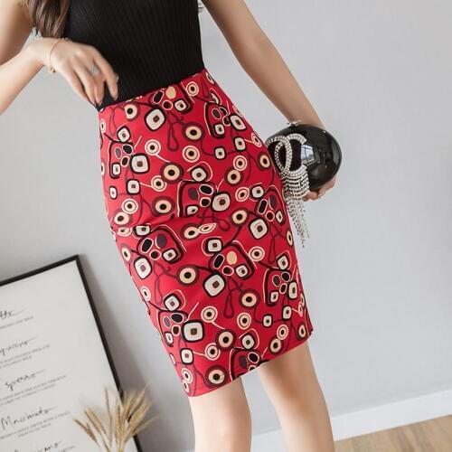 Fashion Plus Size 5xl Womens Print Pencil Skirt Casual High Waist Skirt Elegant Korean Office Female Sexy Mini Skirts Jupe Femme