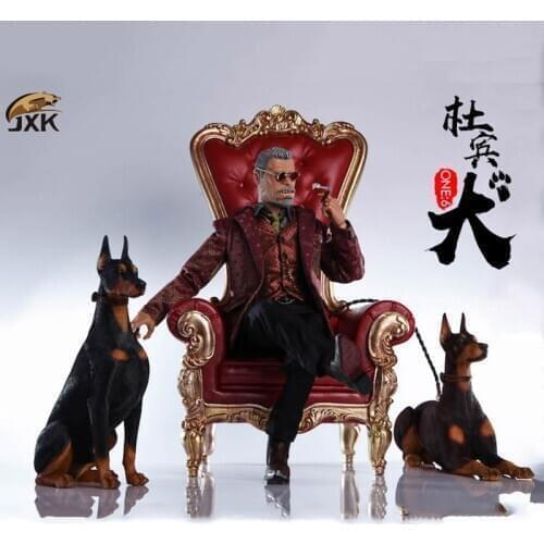 JXK 1/6 Scale Simulation Animal police dog Doberman Pet dog Model Kids Toys Gift Model F 12" Action Figure Scene Car Decoration