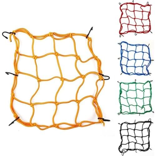 Motorcycle 6 Hook Mesh Bag String Sundries Helmet Luggage Holder Bungee Net Rope
