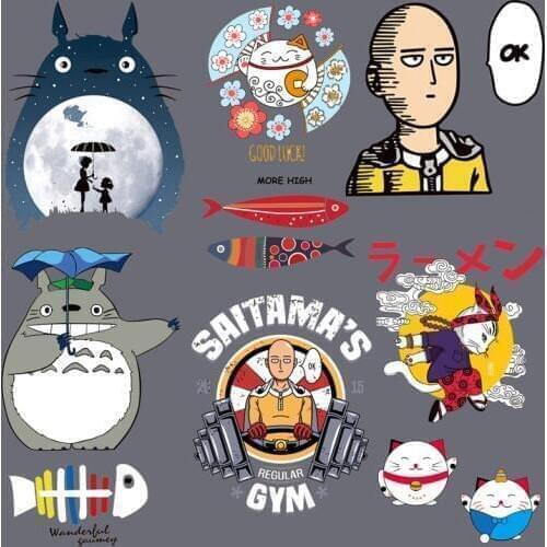 Anime Totoro Patches for Clothing Stickers Iron on Appliques Diy T-shirt Thermal Transfer Luminous Sticker Boys Clothing Decor