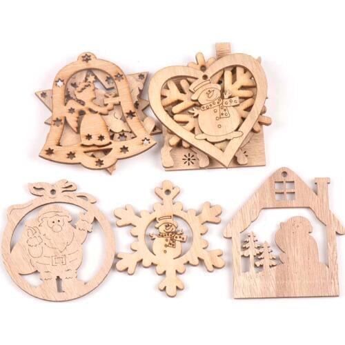 Natural Mix Christmas Wooden Ornament Charms Drop Pendant For Home Decoration Wood Slices DIY Carft Arts 10pcs 50-100mm m1697