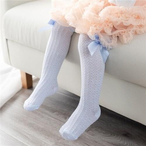 Girls Socks Knee High Bowknot Plaid for Children Kids Causal Elastic Long Tall Socks Toddler Girl Solid Bow Fashion 0-3 Years