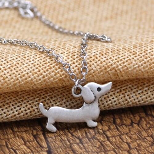 New Vintage Tiny Dachshund Pendant Necklace Boho Chic Sausage Dog Maxi Necklaces Collier Femme For Women Men Jewelry Kolye