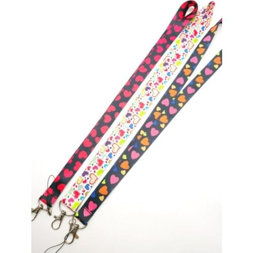 New cartoon heart lanyard Neck Strap Lanyards Badge Holder Rope Pendant Key Chain Accessorie